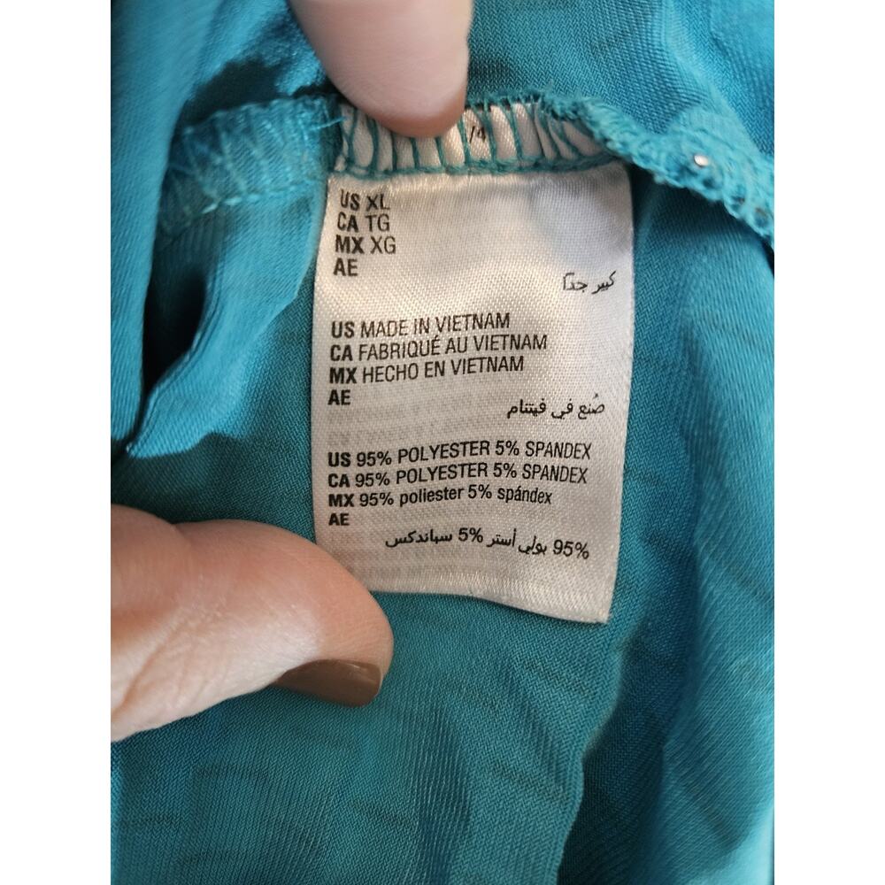 JM Collection Size XL Teal Knit V-Neck 3/4 Sleeve Blouse - Picture 3 of 8